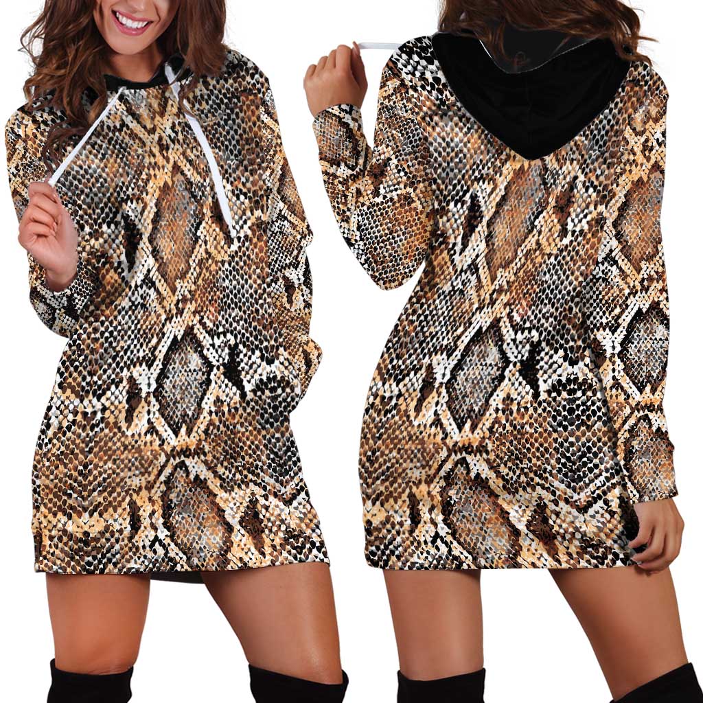 Wild Animal Skins Hoodie Dress Vintage Snake Skin Pattern - Wonder Print Shop