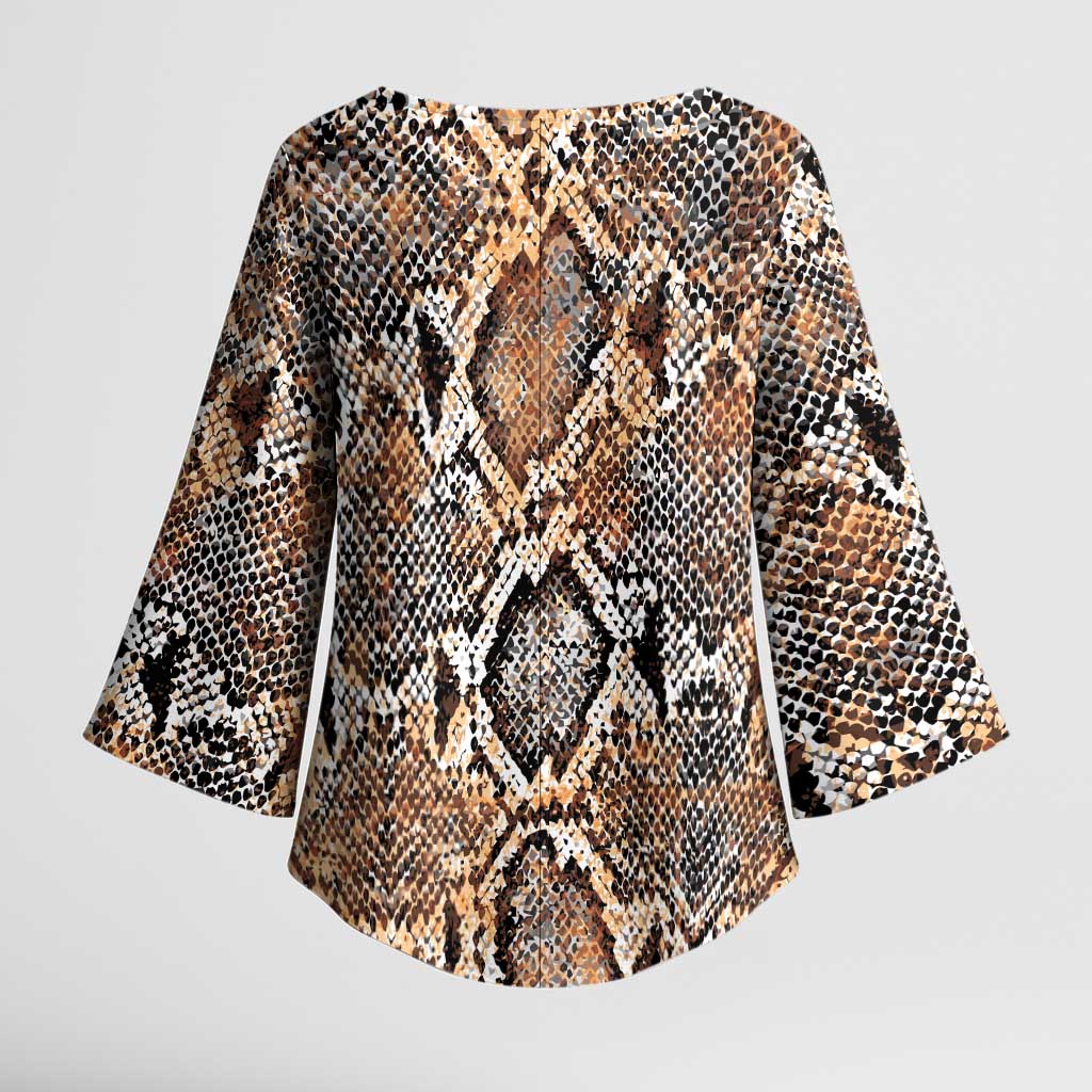 Wild Animal Skins Kimono Sleeve Blouse Vintage Snake Skin Pattern - Wonder Print Shop