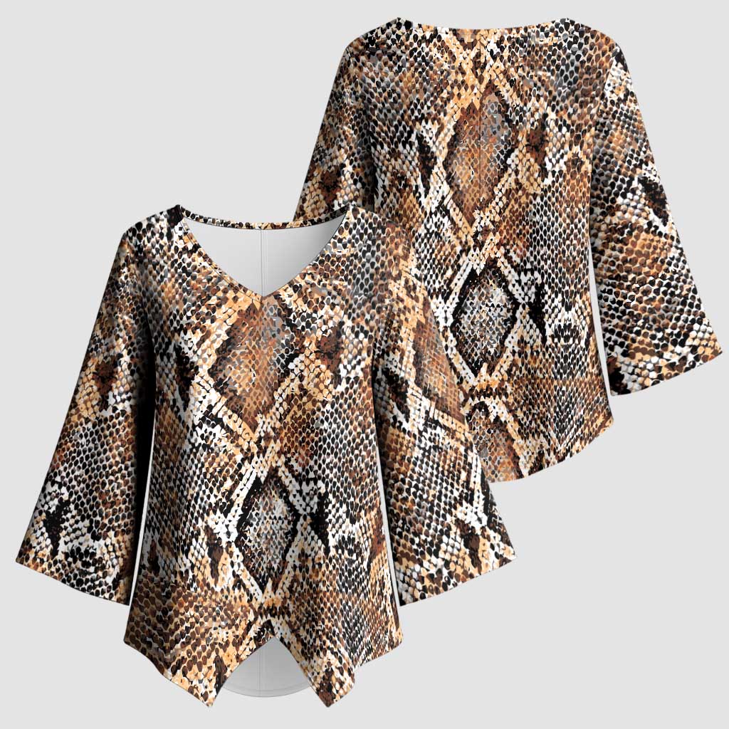 Wild Animal Skins Kimono Sleeve Blouse Vintage Snake Skin Pattern - Wonder Print Shop