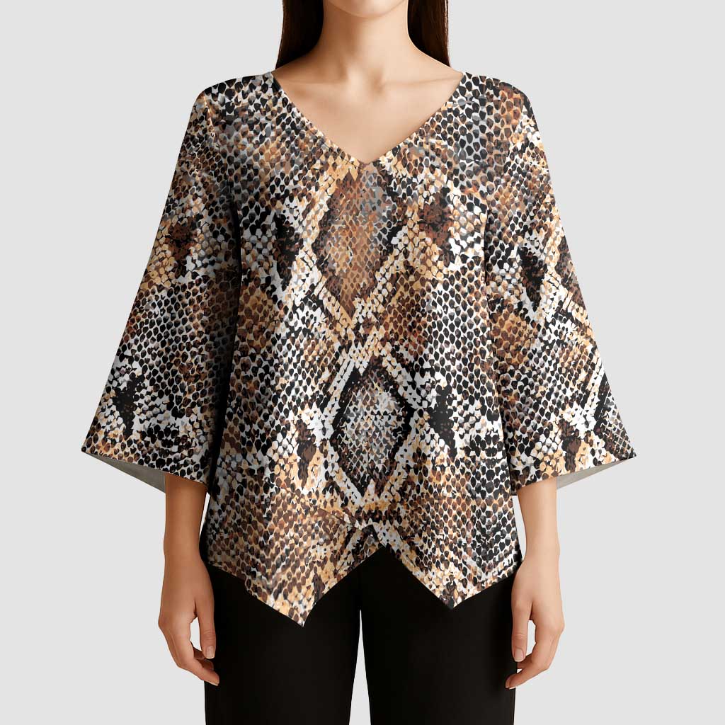 Wild Animal Skins Kimono Sleeve Blouse Vintage Snake Skin Pattern - Wonder Print Shop