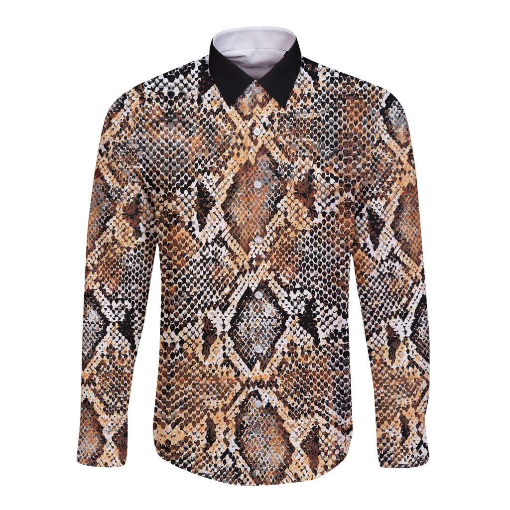 Wild Animal Skins Long Sleeve Button Shirt Vintage Snake Skin Pattern - Wonder Print Shop