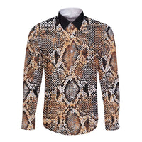 Wild Animal Skins Long Sleeve Button Shirt Vintage Snake Skin Pattern - Wonder Print Shop