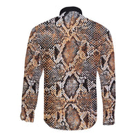 Wild Animal Skins Long Sleeve Button Shirt Vintage Snake Skin Pattern - Wonder Print Shop