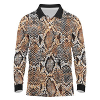 Wild Animal Skins Long Sleeve Polo Shirt Vintage Snake Skin Pattern - Wonder Print Shop
