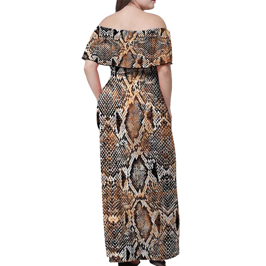 Wild Animal Skins Off Shoulder Maxi Dress Vintage Snake Skin Pattern - Wonder Print Shop