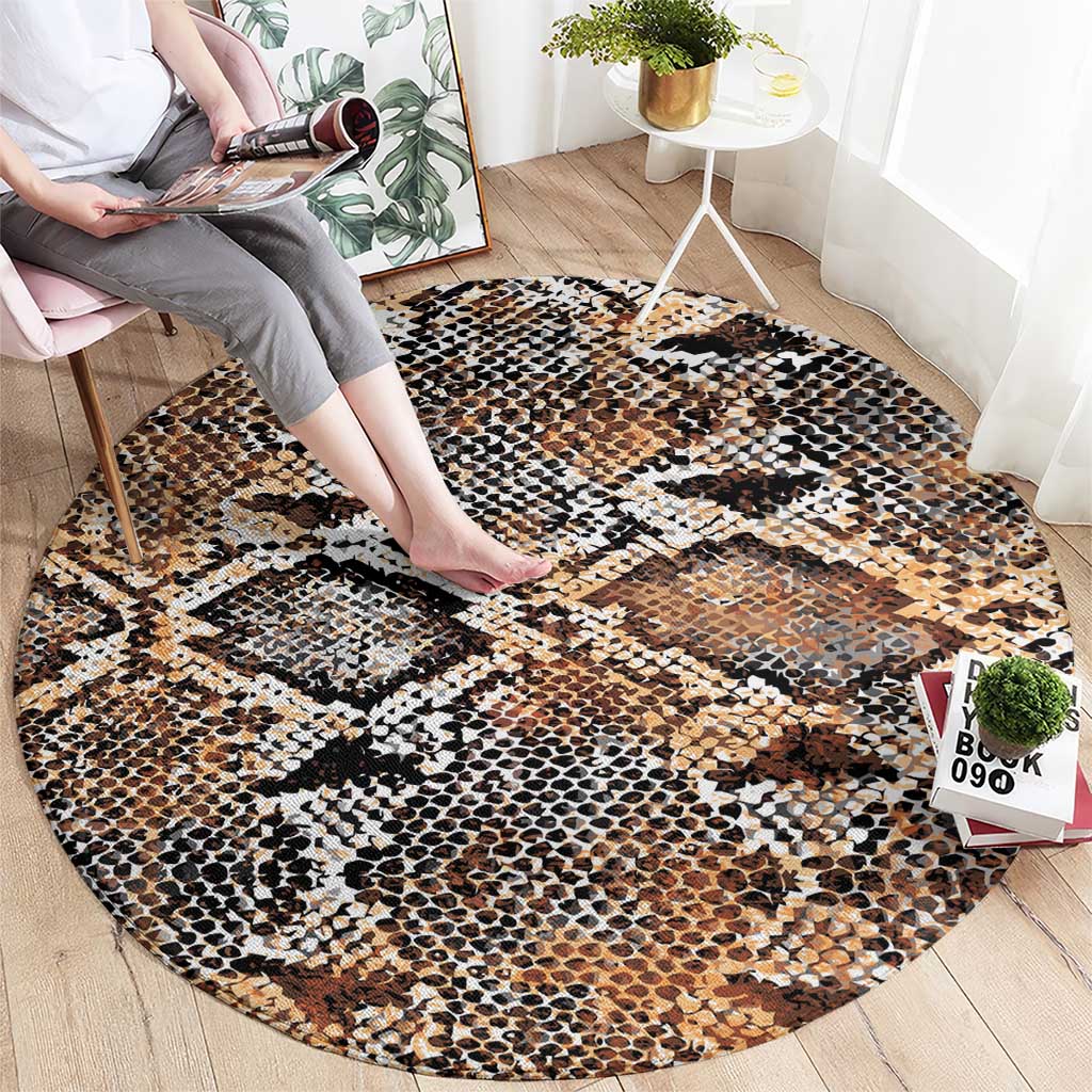 Wild Animal Skins Round Carpet Vintage Snake Skin Pattern - Wonder Print Shop