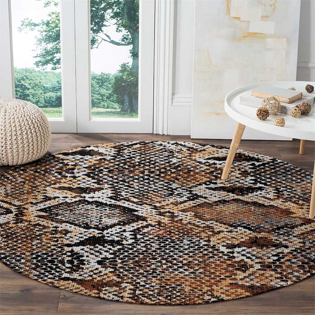 Wild Animal Skins Round Carpet Vintage Snake Skin Pattern - Wonder Print Shop