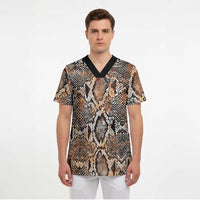 African Wild Animal Skins Scrub Top Vintage Snake Skin Pattern