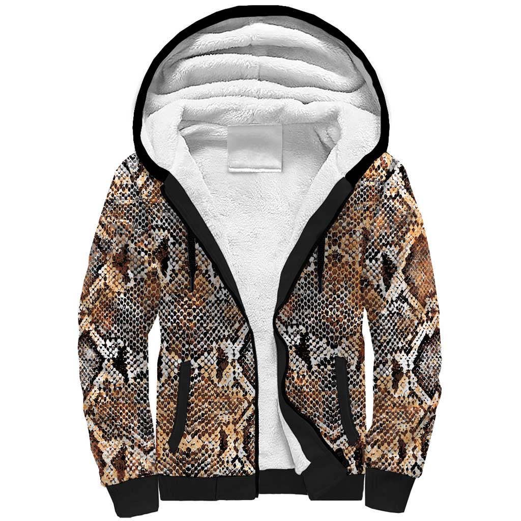 Wild Animal Skins Sherpa Hoodie Vintage Snake Skin Pattern - Wonder Print Shop