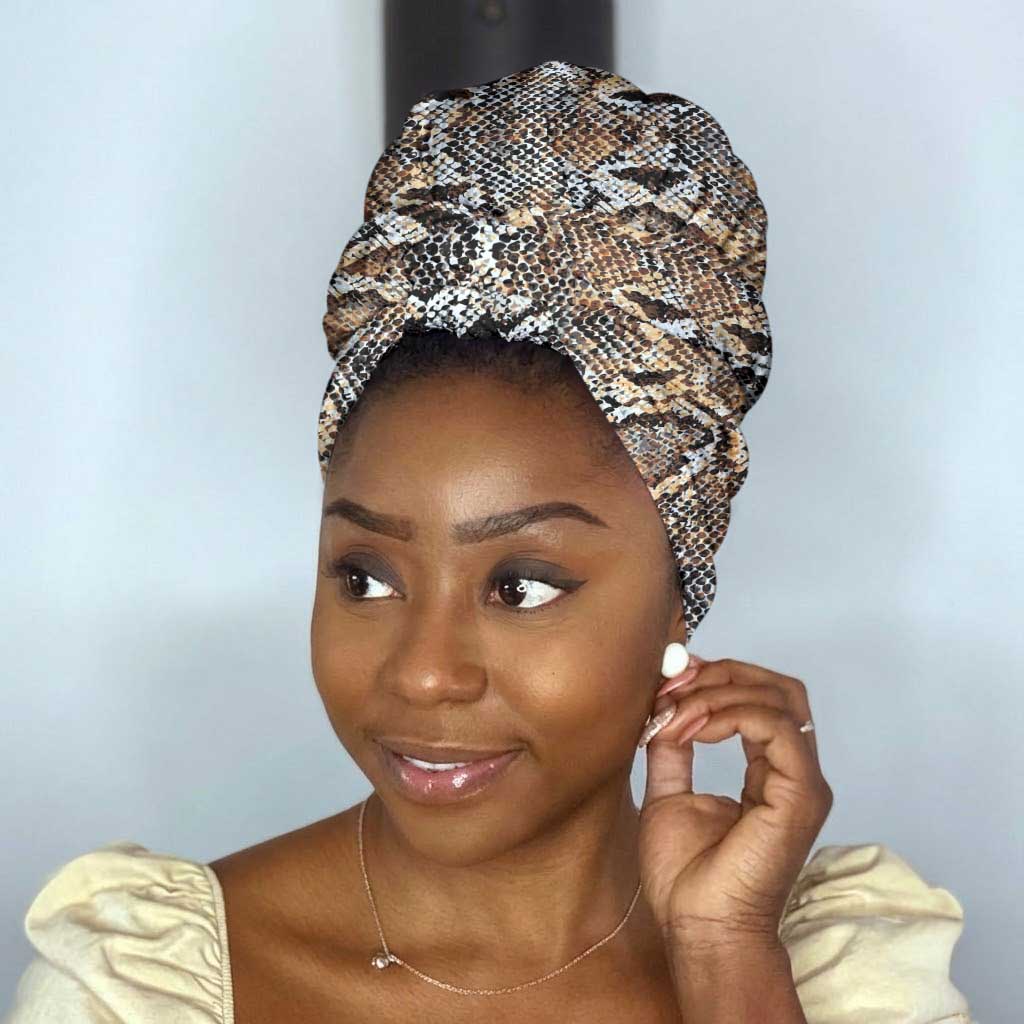 African Wild Animal Skins Simple Headwrap Vintage Snake Skin Pattern