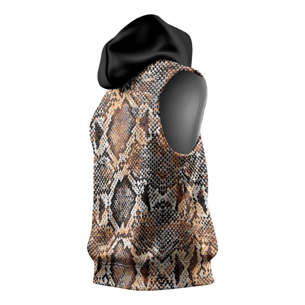 Wild Animal Skins Sleeveless Hoodie Vintage Snake Skin Pattern - Wonder Print Shop