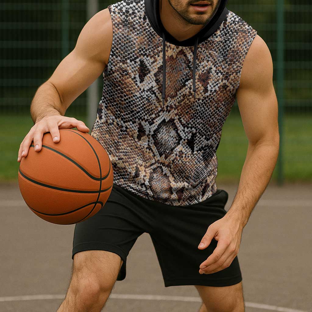 Wild Animal Skins Sleeveless Hoodie Vintage Snake Skin Pattern - Wonder Print Shop