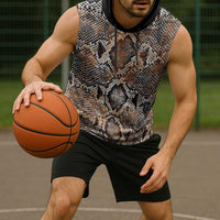 Wild Animal Skins Sleeveless Hoodie Vintage Snake Skin Pattern - Wonder Print Shop