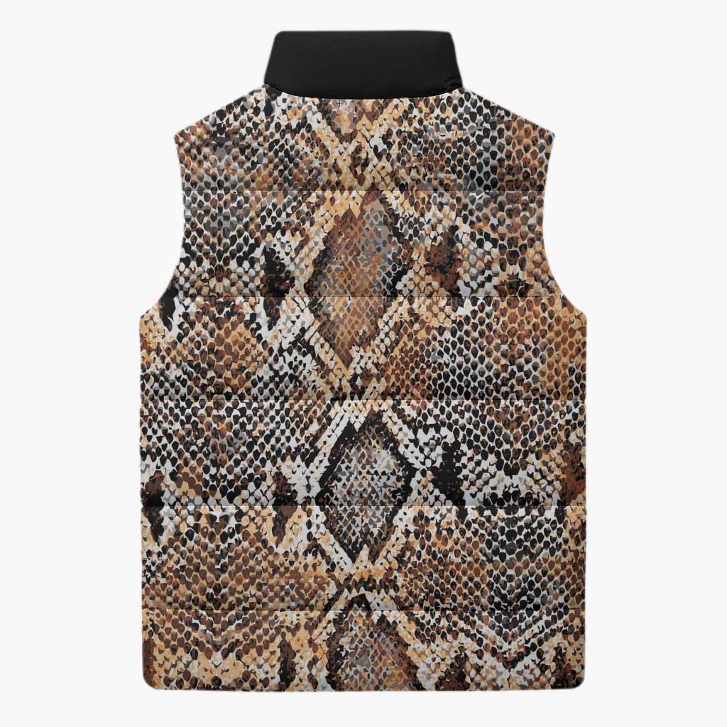 Wild Animal Skins Sleeveless Puffer Jacket Vintage Snake Skin Pattern - Wonder Print Shop