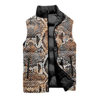 Wild Animal Skins Sleeveless Puffer Jacket Vintage Snake Skin Pattern - Wonder Print Shop