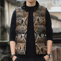 Wild Animal Skins Sleeveless Puffer Jacket Vintage Snake Skin Pattern - Wonder Print Shop