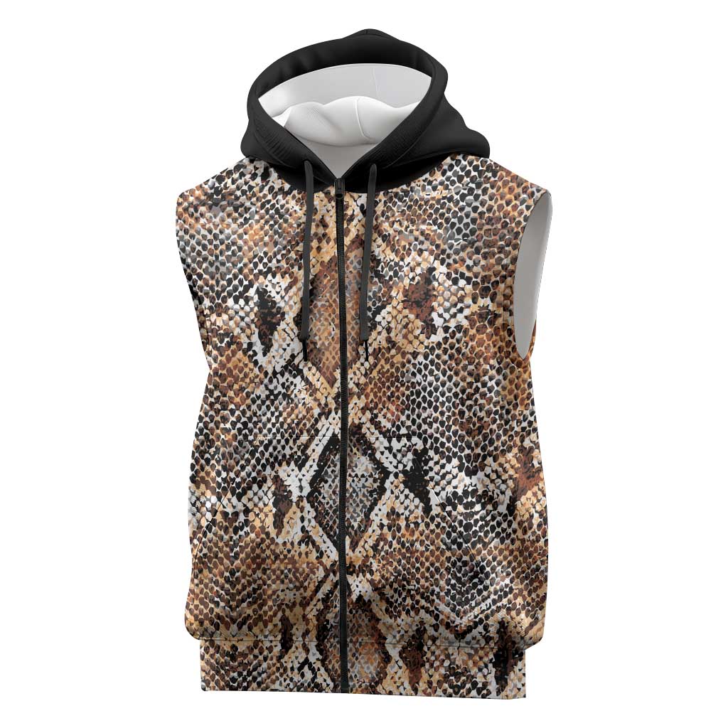 Wild Animal Skins Sleeveless Zip Hoodie Vintage Snake Skin Pattern - Wonder Print Shop