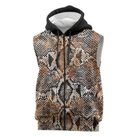 Wild Animal Skins Sleeveless Zip Hoodie Vintage Snake Skin Pattern - Wonder Print Shop