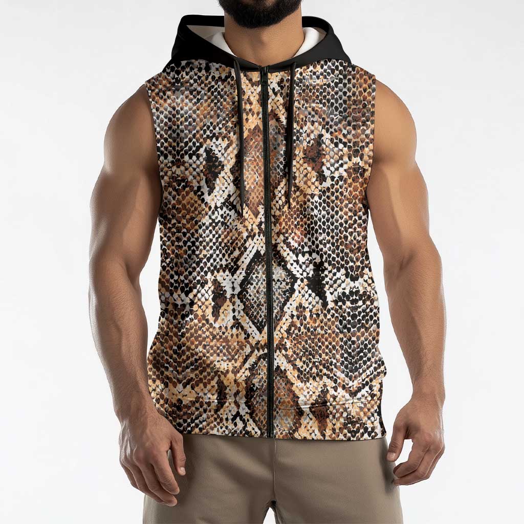 Wild Animal Skins Sleeveless Zip Hoodie Vintage Snake Skin Pattern - Wonder Print Shop