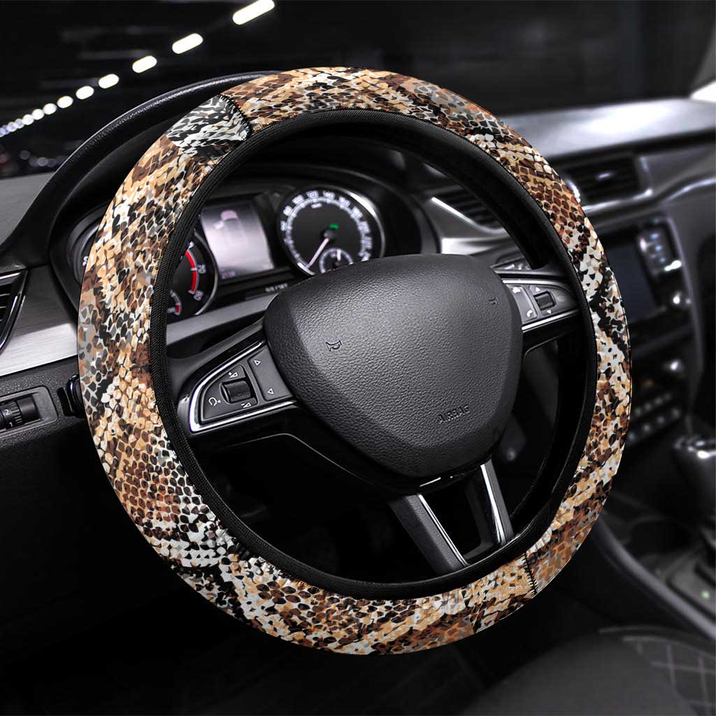 Wild Animal Skins Steering Wheel Cover Vintage Snake Skin Pattern - Wonder Print Shop