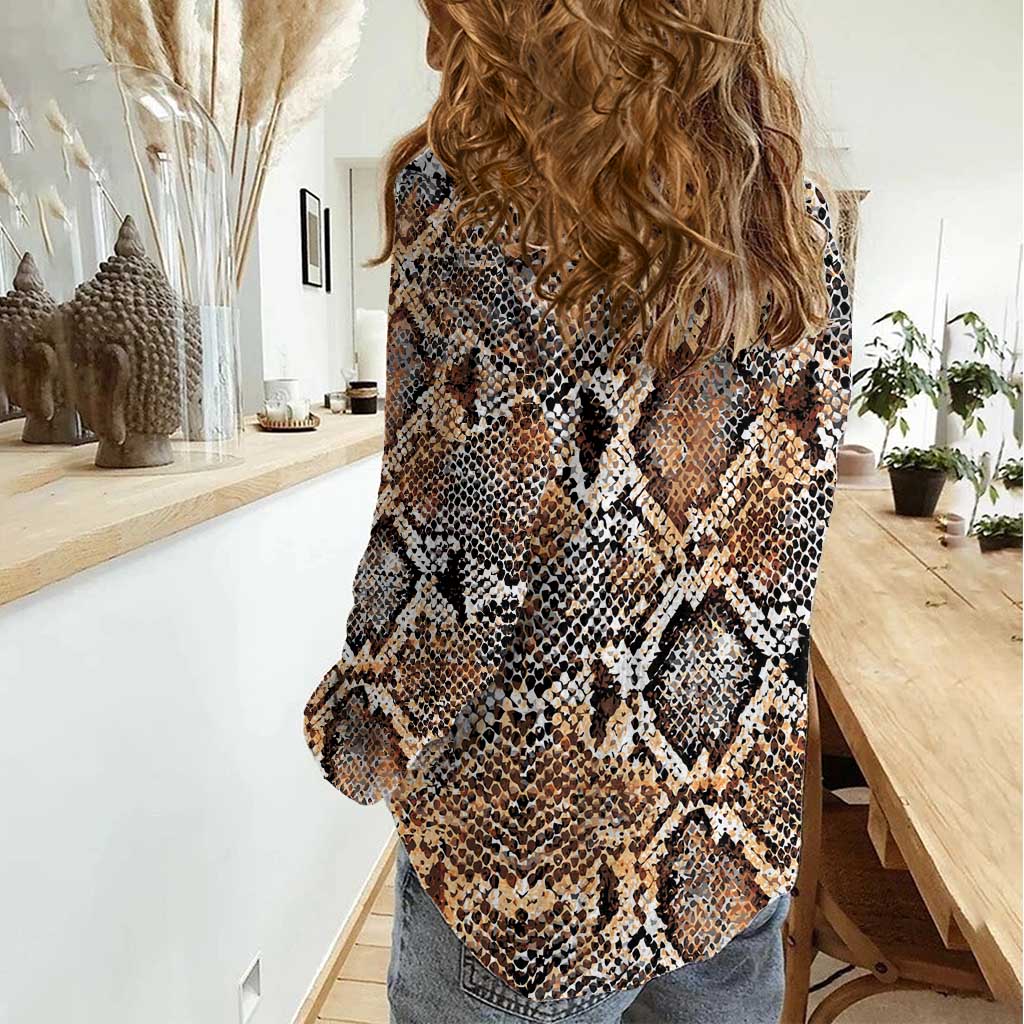 Wild Animal Skins Women Casual Shirt Vintage Snake Skin Pattern - Wonder Print Shop