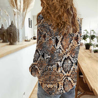 Wild Animal Skins Women Casual Shirt Vintage Snake Skin Pattern - Wonder Print Shop