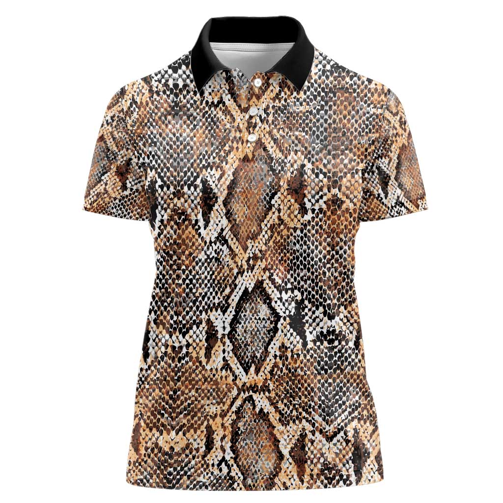 Wild Animal Skins Women Polo Shirt Vintage Snake Skin Pattern - Wonder Print Shop