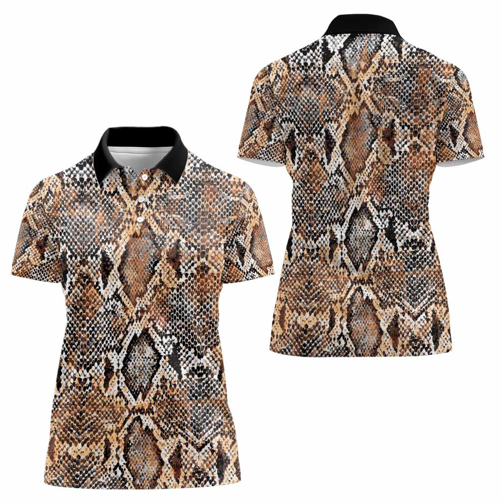 Wild Animal Skins Women Polo Shirt Vintage Snake Skin Pattern - Wonder Print Shop