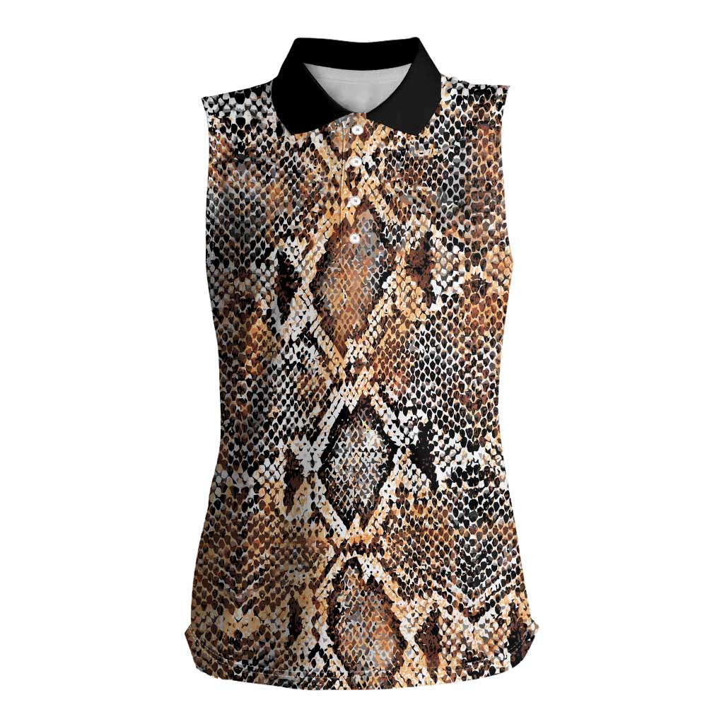 Wild Animal Skins Women Sleeveless Polo Shirt Vintage Snake Skin Pattern - Wonder Print Shop