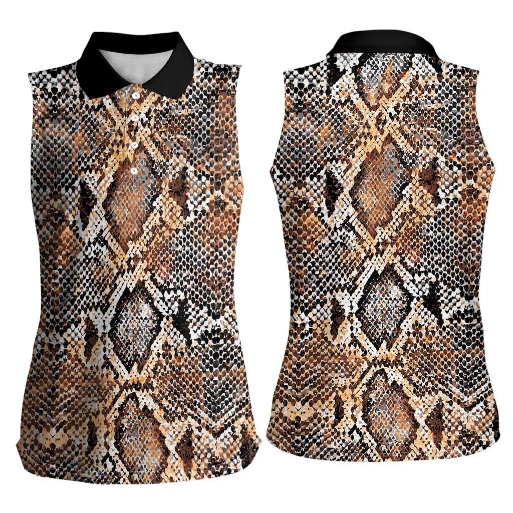 Wild Animal Skins Women Sleeveless Polo Shirt Vintage Snake Skin Pattern - Wonder Print Shop