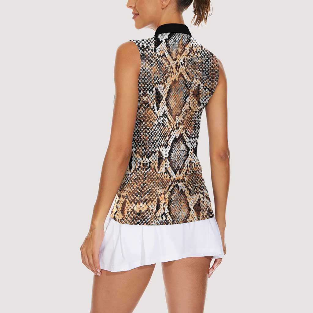 Wild Animal Skins Women Sleeveless Polo Shirt Vintage Snake Skin Pattern - Wonder Print Shop