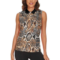 Wild Animal Skins Women Sleeveless Polo Shirt Vintage Snake Skin Pattern - Wonder Print Shop