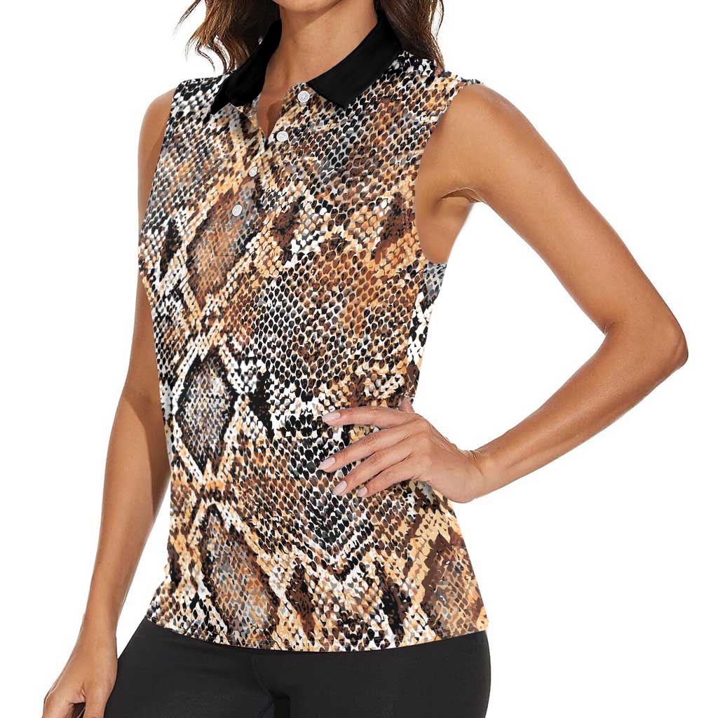 Wild Animal Skins Women Sleeveless Polo Shirt Vintage Snake Skin Pattern - Wonder Print Shop