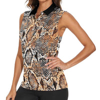 Wild Animal Skins Women Sleeveless Polo Shirt Vintage Snake Skin Pattern - Wonder Print Shop