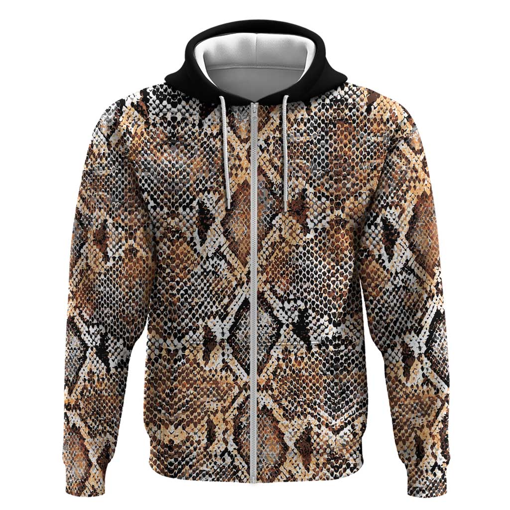 Wild Animal Skins Zip Hoodie Vintage Snake Skin Pattern - Wonder Print Shop