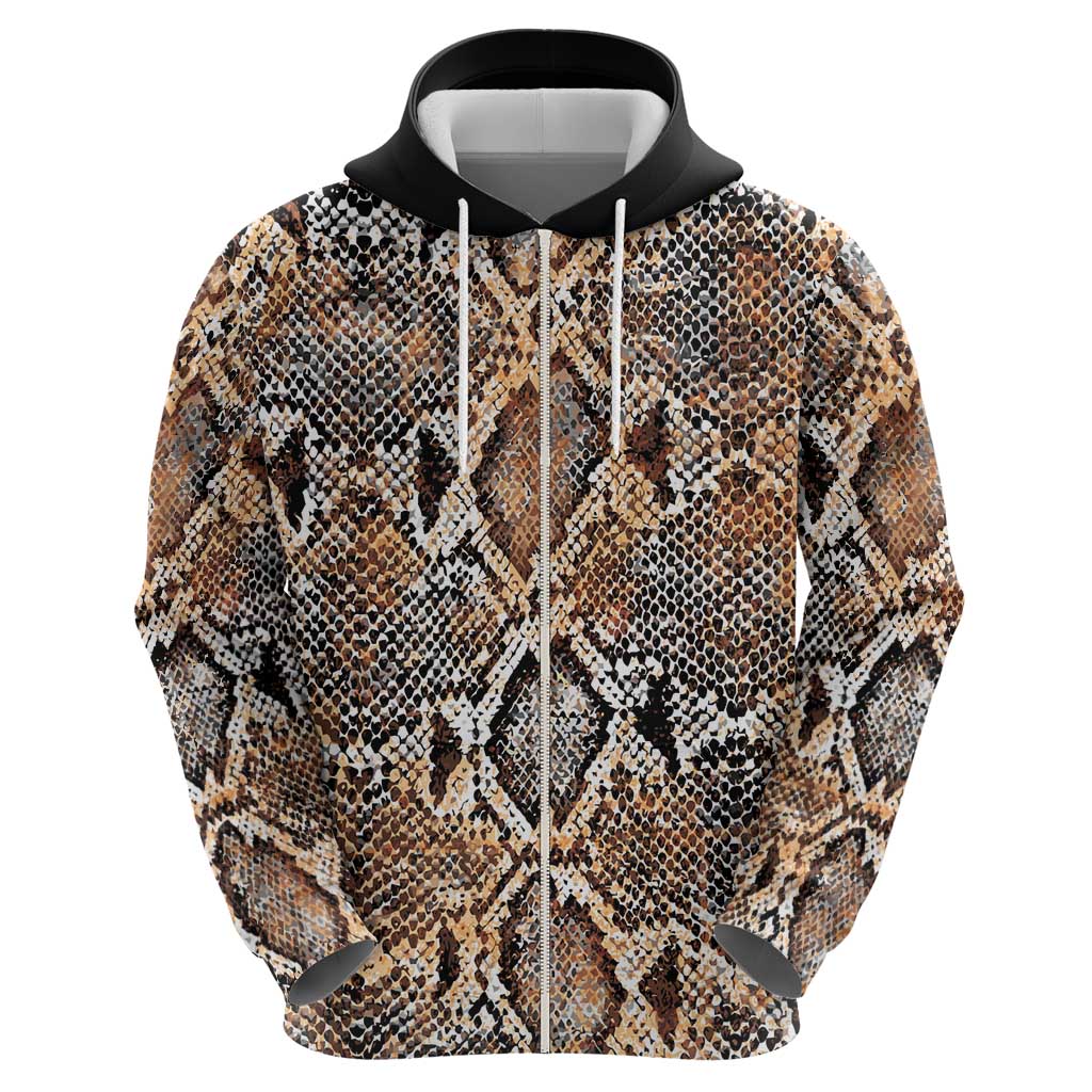 Wild Animal Skins Zip Hoodie Vintage Snake Skin Pattern - Wonder Print Shop