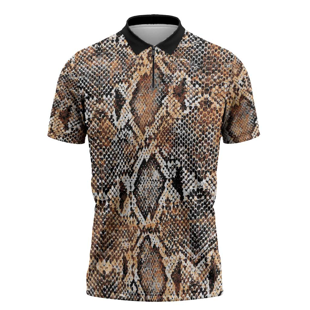 Wild Animal Skins Zipper Polo Shirt Vintage Snake Skin Pattern - Wonder Print Shop