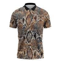 Wild Animal Skins Zipper Polo Shirt Vintage Snake Skin Pattern - Wonder Print Shop