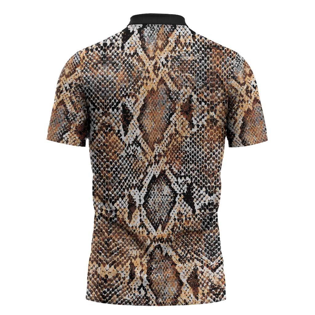Wild Animal Skins Zipper Polo Shirt Vintage Snake Skin Pattern - Wonder Print Shop