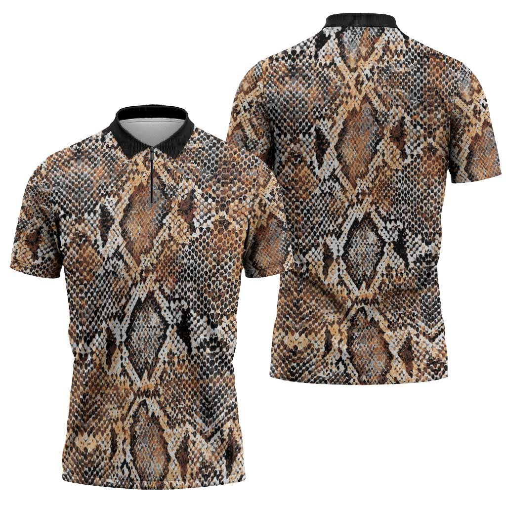 Wild Animal Skins Zipper Polo Shirt Vintage Snake Skin Pattern - Wonder Print Shop