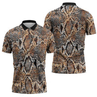 Wild Animal Skins Zipper Polo Shirt Vintage Snake Skin Pattern - Wonder Print Shop