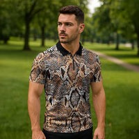 Wild Animal Skins Zipper Polo Shirt Vintage Snake Skin Pattern - Wonder Print Shop