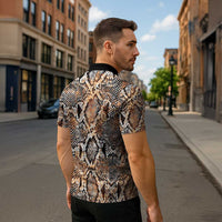 Wild Animal Skins Zipper Polo Shirt Vintage Snake Skin Pattern - Wonder Print Shop