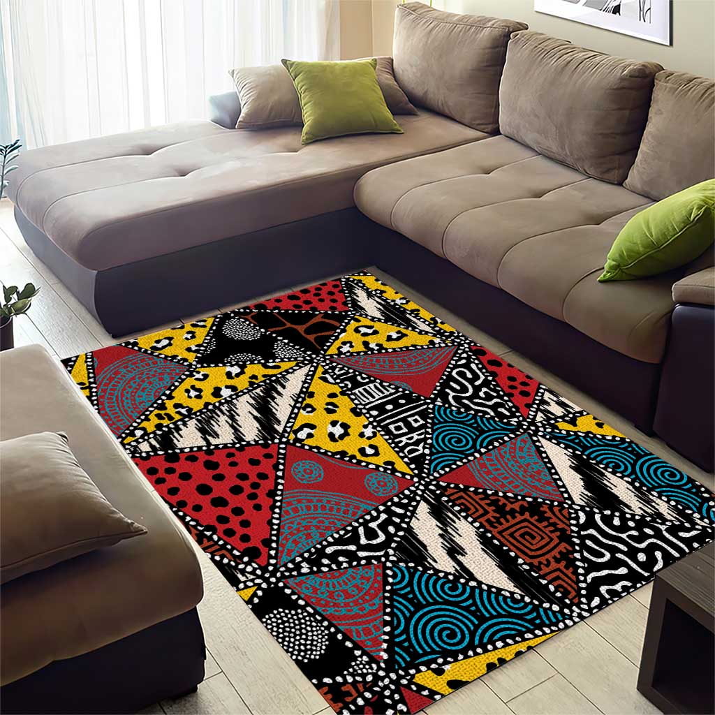 Wild Animal Skins Area Rug Triangles Pattern Afro Pattern Style - Wonder Print Shop