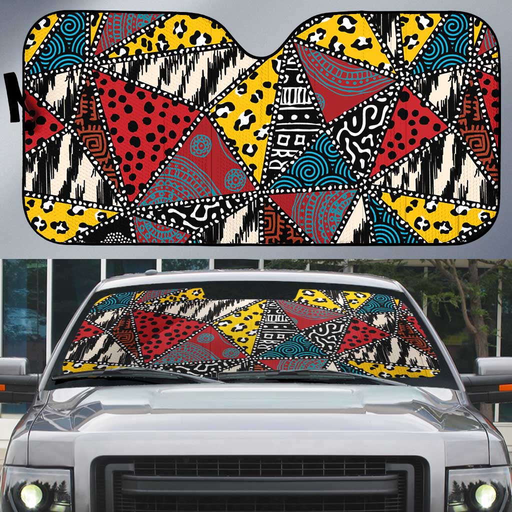 Wild Animal Skins Auto Sun Shade Triangles Pattern Afro Pattern Style - Wonder Print Shop