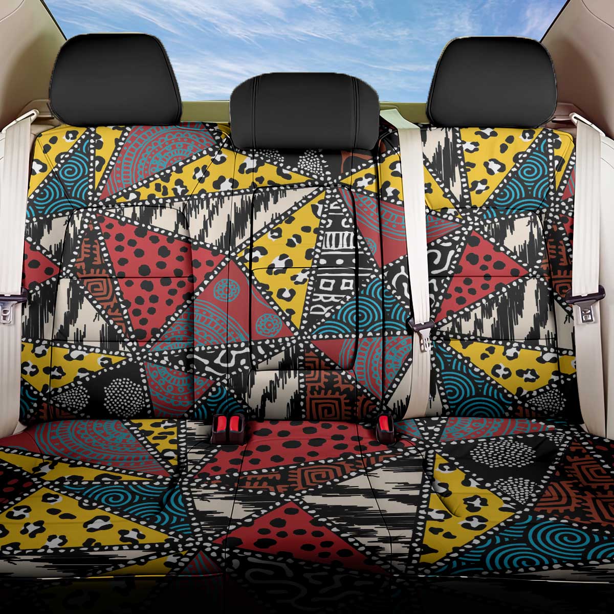 Wild Animal Skins Back Car Seat Cover Triangles Pattern Afro Pattern Style - Wonder Print Shop