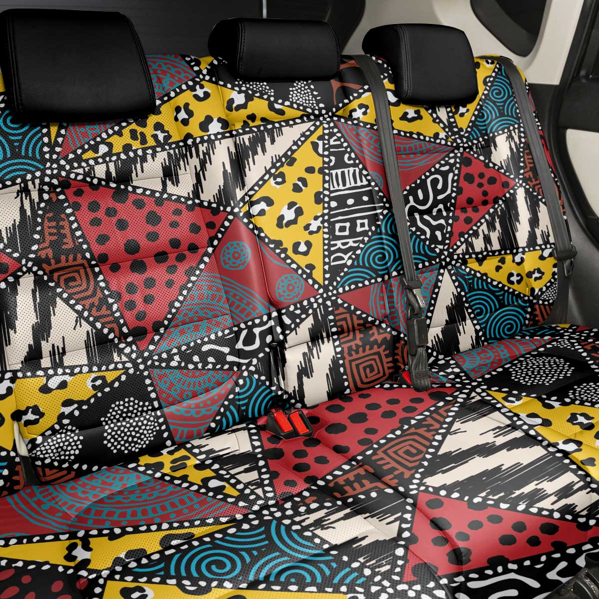 Wild Animal Skins Back Car Seat Cover Triangles Pattern Afro Pattern Style - Wonder Print Shop