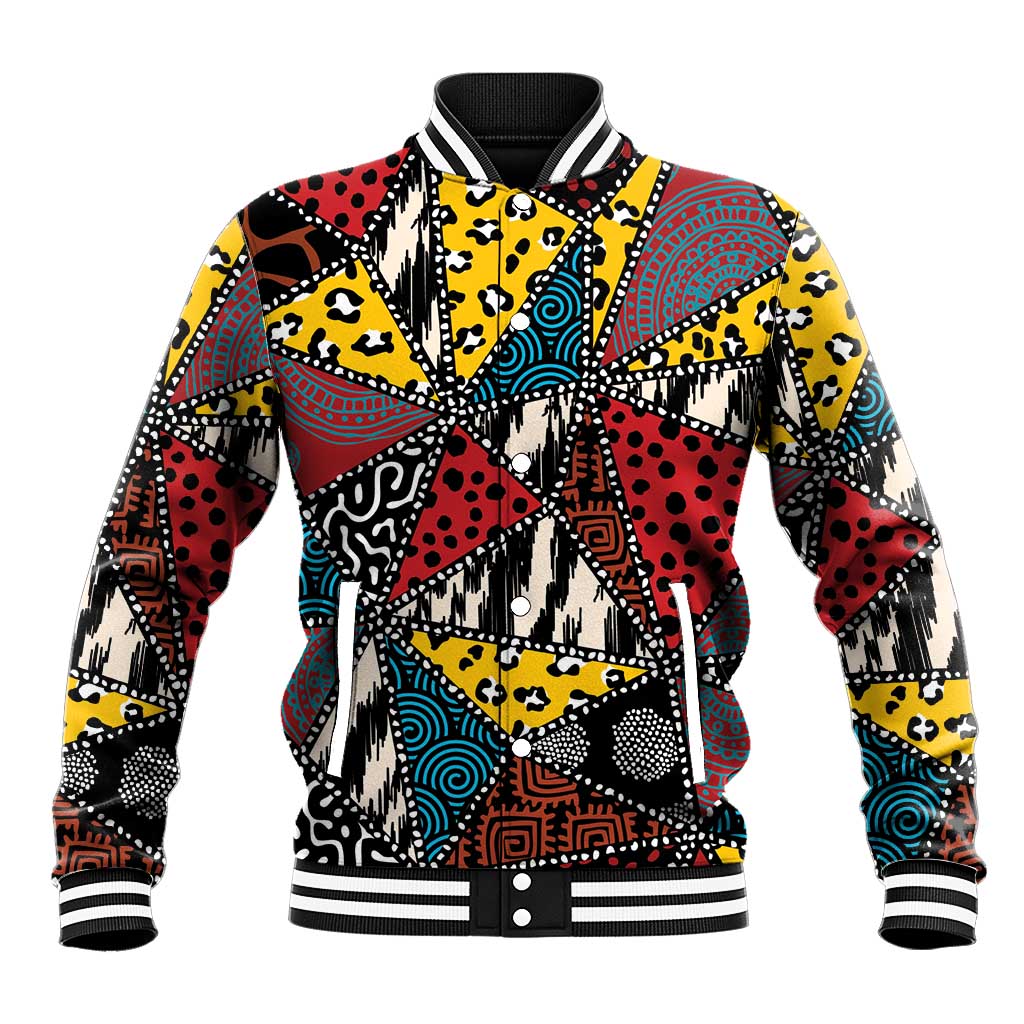 Wild Animal Skins Baseball Jacket Triangles Pattern Afro Pattern Style - Wonder Print Shop
