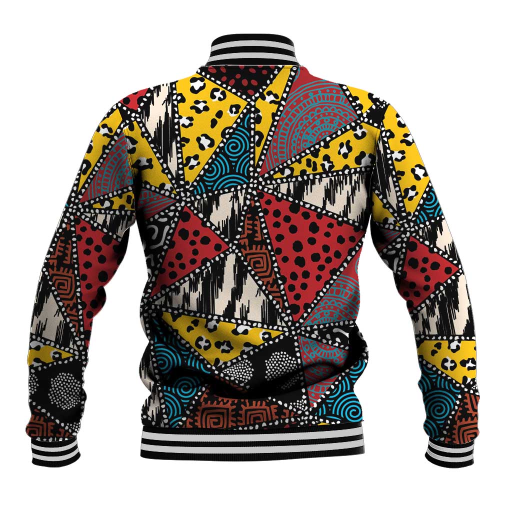 Wild Animal Skins Baseball Jacket Triangles Pattern Afro Pattern Style - Wonder Print Shop