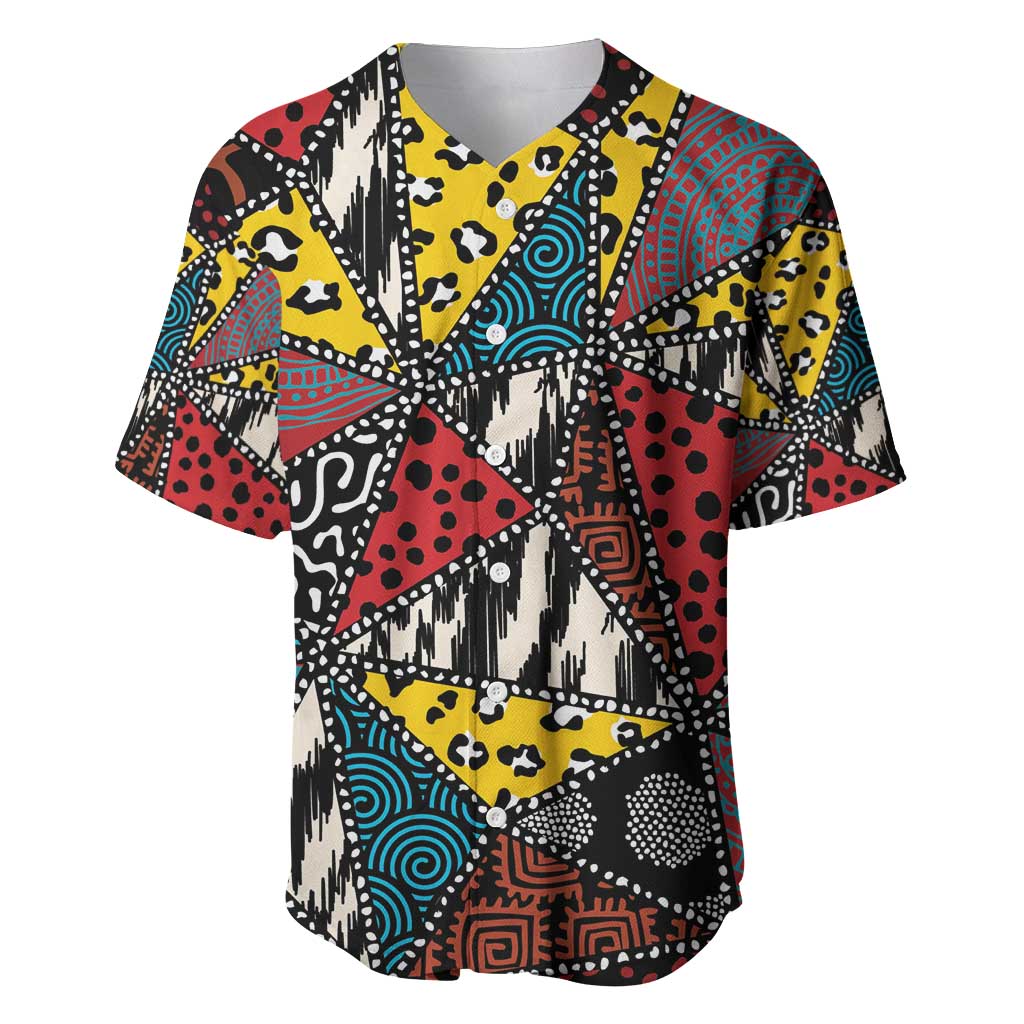 Wild Animal Skins Baseball Jersey Triangles Pattern Afro Pattern Style - Wonder Print Shop